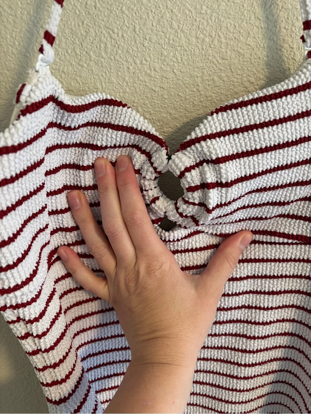 J. Crew scrunchie ring bandeau one piece striped swimsuit